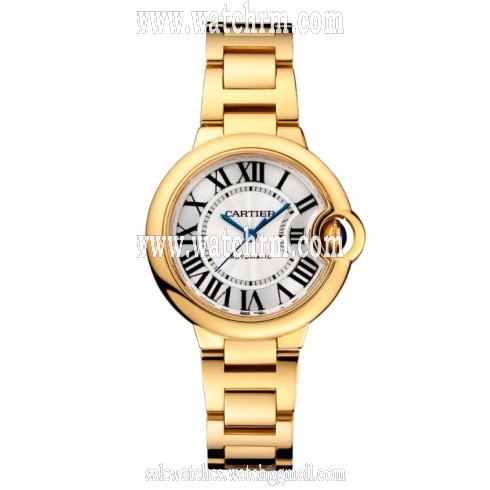 Cartier Ballon Bleu de Cartier 18k Yellow Gold Silvered Opaline Dial Ladies Watch WGBB0005