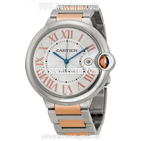 Cartier Ballon Bleu De Cartier Silver Dial Stainless Steel and 18kt Pink Gold Watch W6920095