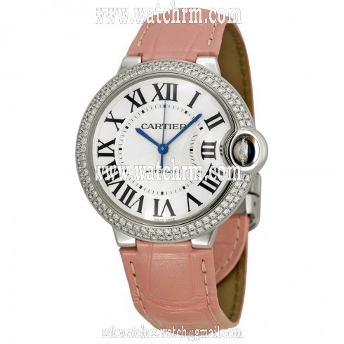 Cartier Ballon Bleu de Cartier Silvered Opaline Dial 18kt White Gold Medium Watch WE900651