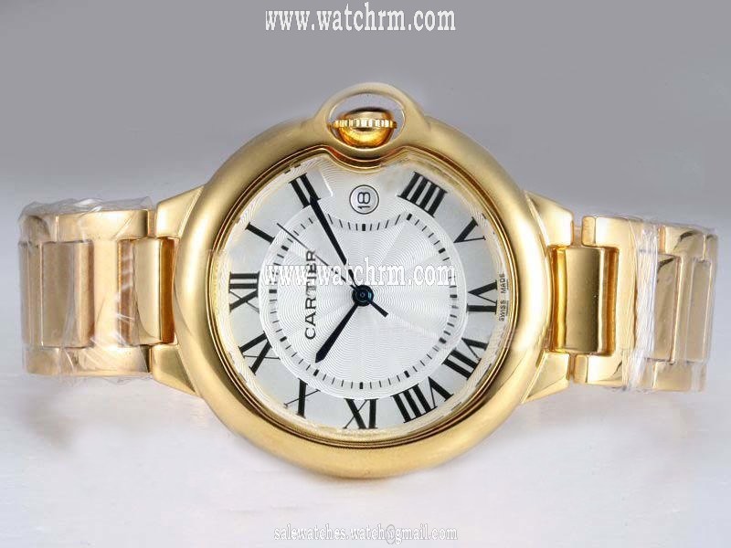 Cartier Ballon Bleu de Cartier W69001Z2 Womens Stainless Steel Case 18k Gold Bezel Watch