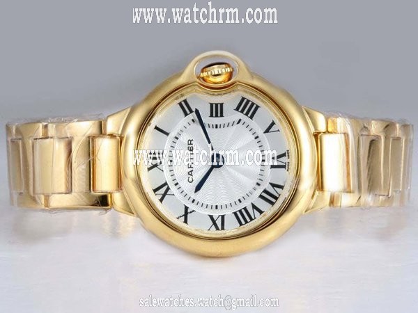 Cartier Ballon Bleu de Cartier w69003Z2 Round 18K Gold Case White Dial Watch