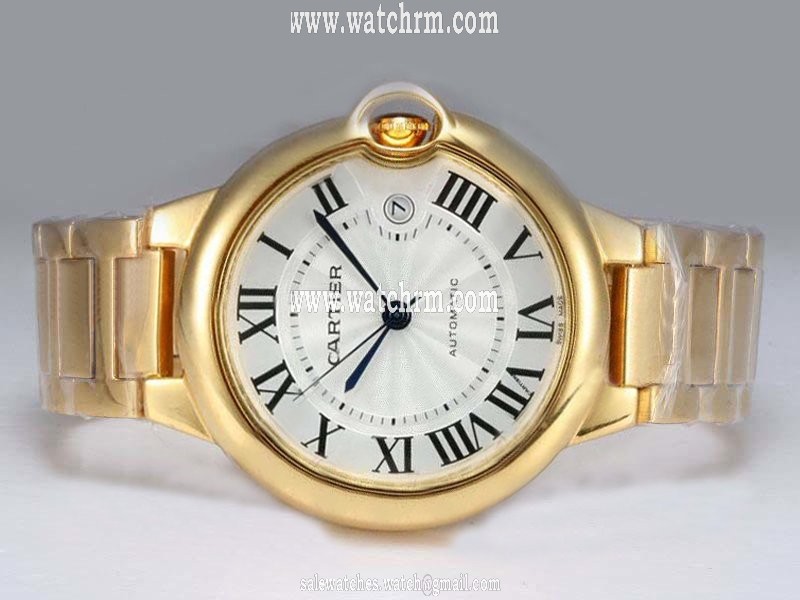 Cartier Ballon Bleu de Cartier W69003Z2 White Dial 42mm Gold 18k Gold Strap Watch