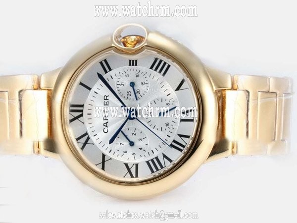 Cartier Ballon Bleu de Cartier w69006Z2 Mens 42mm Gold Stainless Steel Strap Watch