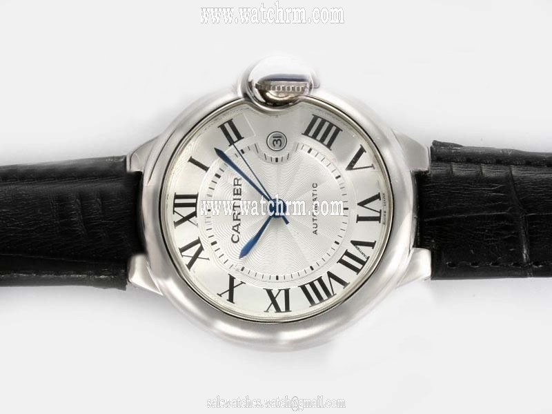 Cartier Ballon Bleu de Cartier W6920055 42mm Black Crocodile Leather Strap White Dial Watch