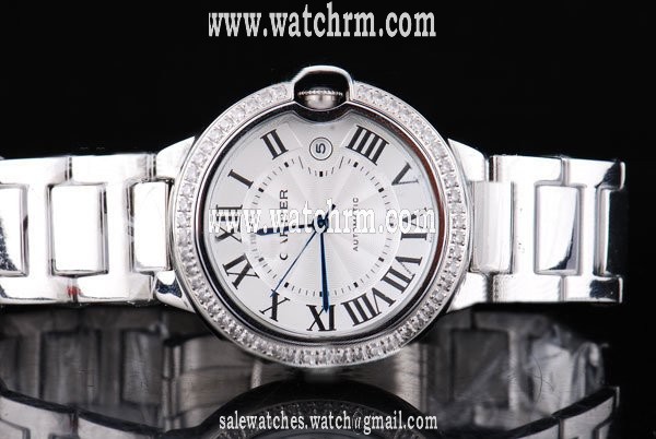 Cartier Ballon Bleu de Cartier wE9003Z3 Diamond Bezel Silver Stainless Steel Strap Mens Watch