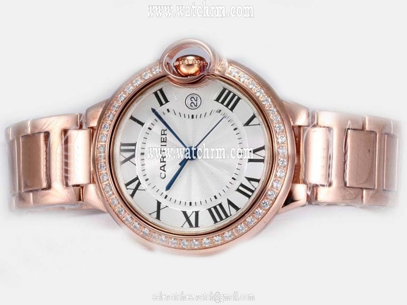 Cartier Ballon Bleu de Cartier WE9007Z3 Rose Gold Case Mens 36mm Watch