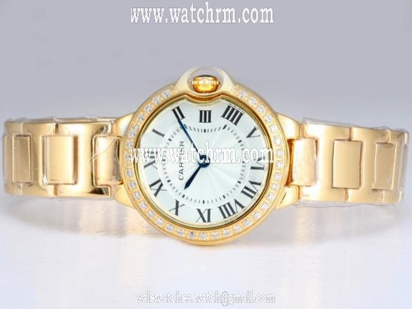 Cartier Ballon Bleu de Cartier WE9008Z3 Round Gold Stainless Steel Strap White Dial Watch