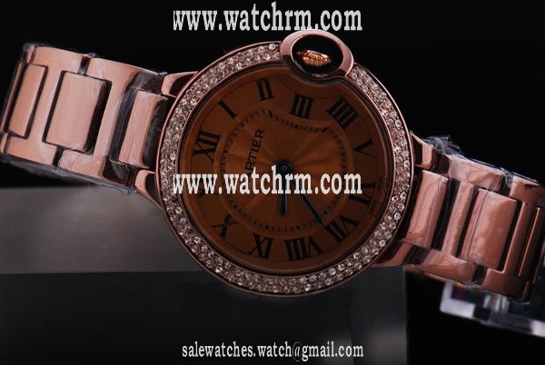 Cartier Ballon Bleu de Cartier WE902034 Diamond Bezel Gold Dial Watch