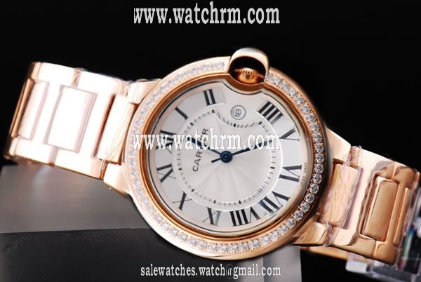Cartier Ballon Bleu de Cartier WE902034 Rose Gold Rose Gold Strap White Dial Round Watch