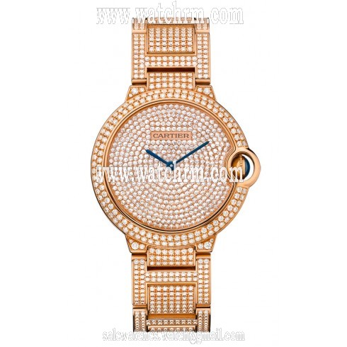 Cartier Ballon Bleu Diamond Pave Dial 18kt Pink Gold Unisex Watch HPI00489