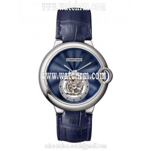 Cartier Ballon Bleu Flying Tourbillon guilloche with Blue Translucent Enamel Men's Watch W6920105