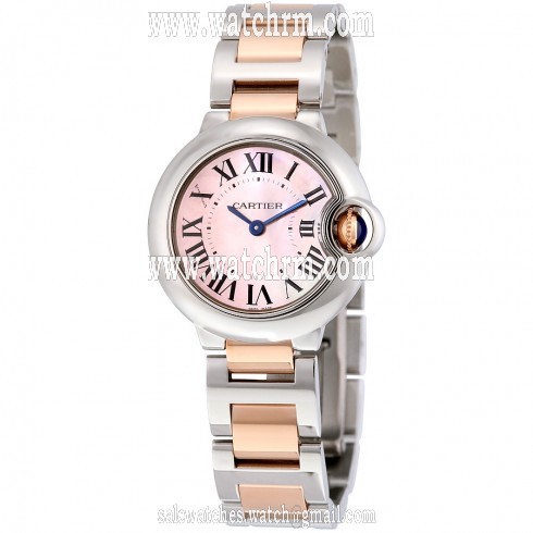 Cartier Ballon Bleu Mother of Pearl Stainless Steel and 18kt Rose Gold Ladies Watch W2BB0009