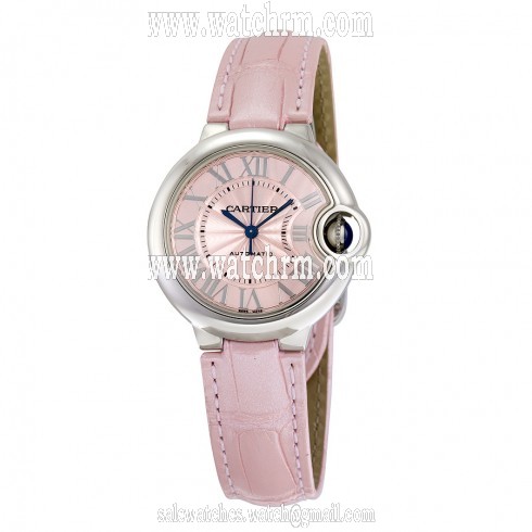 Cartier Ballon Bleu Automatic Pink Dial Alligator Leather Ladies Watch WSBB0002