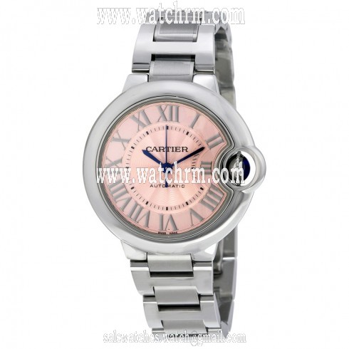 Cartier Ballon Bleu Pink Dial Stainless Steel Automatic Ladies Watch W6920100