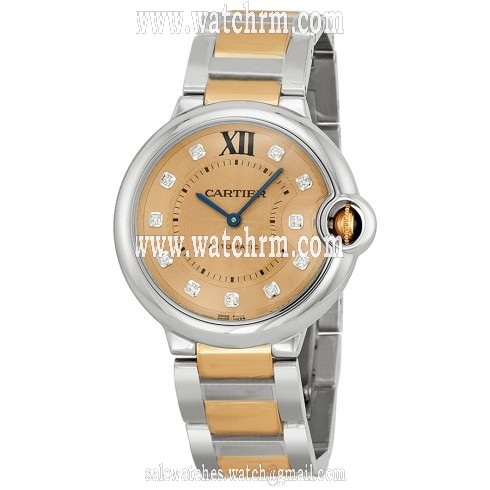 Cartier Ballon Bleu Rose Gold Dial Steel and 18kt Rose Gold Ladies Watch WE902054