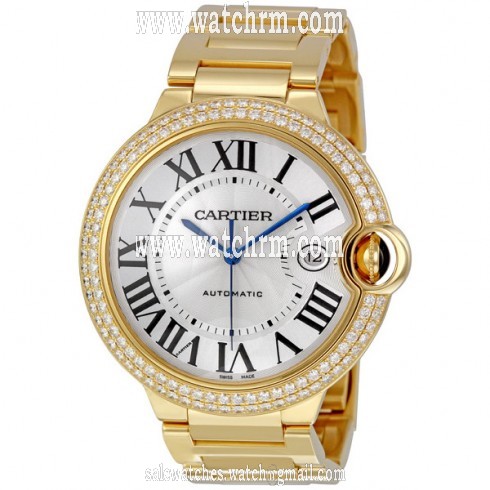 Cartier Ballon Bleu Silver Dial 18K Yellow Gold Men's Watch WE9007Z3