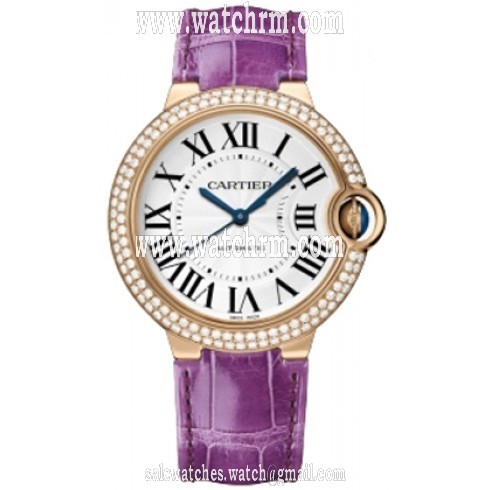 Cartier Ballon Bleu Silver Dial 18kt Rose Gold Diamond Unisex Watch WE900551