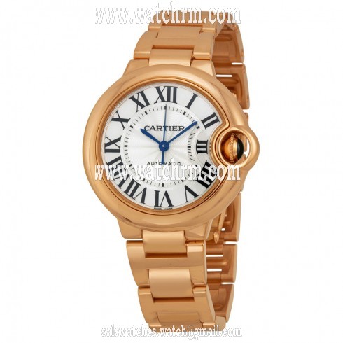 Cartier Ballon Bleu Silver Dial 18kt Rose Gold Ladies Watch W6920096