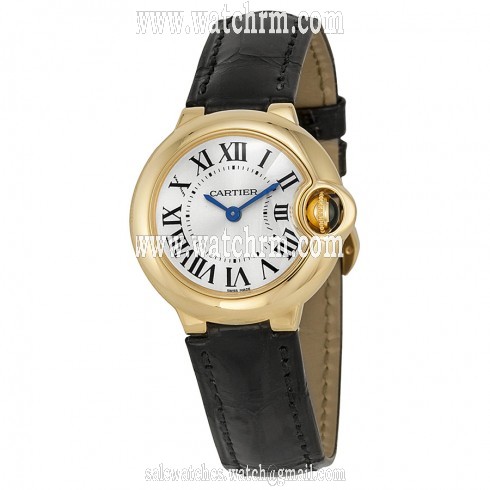 Cartier Ballon Bleu Silver Dial 18kt Yellow Gold Case Ladies Watch W6900156