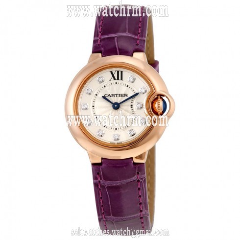 Cartier Ballon Bleu Silver Dial Diamond 18K Rose Gold Ladies Watch WJBB0019