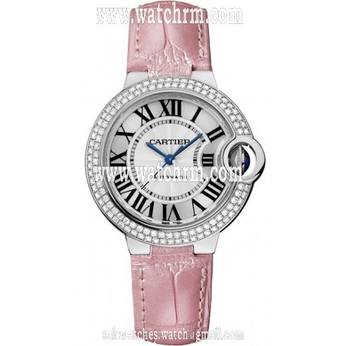 Cartier Ballon Bleu Silver Dial Pink Leather Ladies Watch WE902037