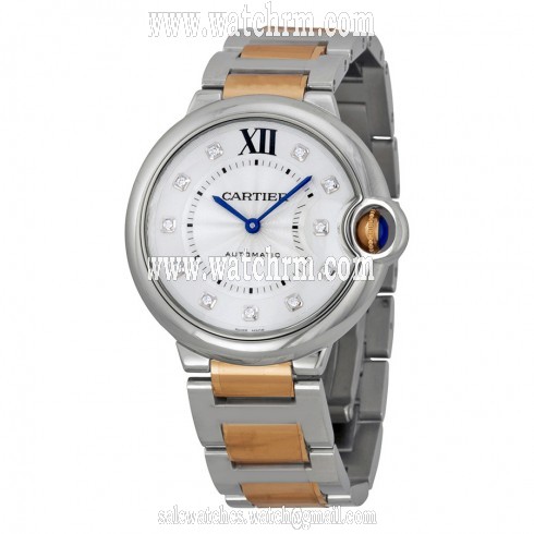 Cartier Ballon Bleu Silver Dial Steel and 18k Rose Gold Unisex Watch WE902031