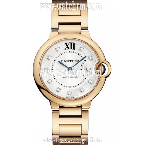Cartier Ballon Bleu Silver Diamond  Dial 18kt Rose Gold Unisex Watch WE902026