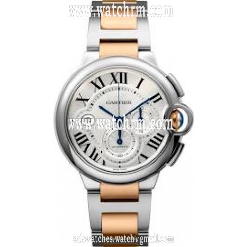 Cartier Ballon Bleu Silvered guilloche Dial Men's Watch W6920075