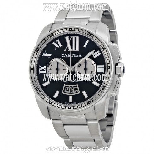 Cartier Calibre De Cartier Black Dial Stainless Steel Men's Watch W7100061