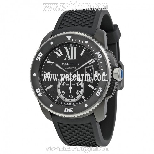 Cartier Calibre de Cartier Diver Automatic Black Dial Black Rubber Divers Men's Watch WSCA0006