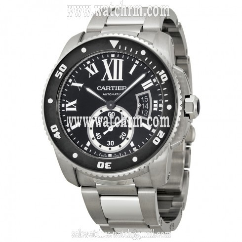 Cartier Calibre de Cartier Diver Black Dial Steel Men's Watch W7100057