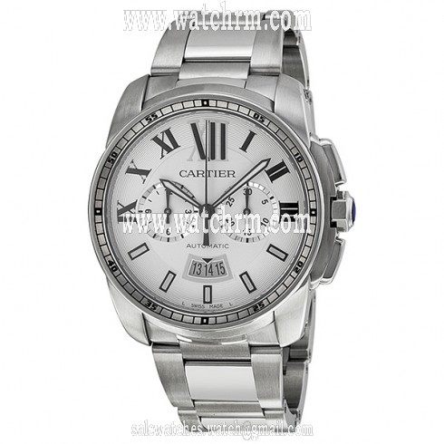 Cartier Calibre de Cartier Silver Dial Chronograph Automatic Men's Watch W7100045