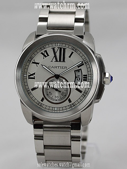 Cartier Calibre de Cartier W7100015 Silver Stainless Steel Strap White Dial 42mm Watch