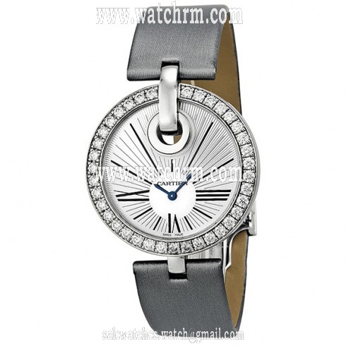 Cartier Captive De Cartier Silver Dial 18kt White Gold Diamond Silver Satin Ladies Watch WG600012