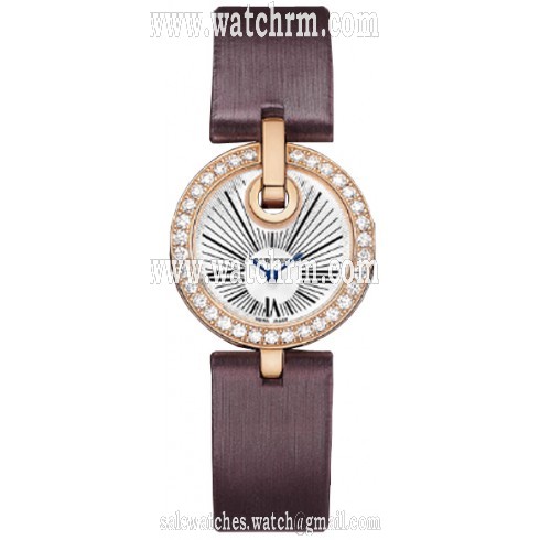 Cartier Captive Silver Dial Brown Satin Strap Diamond Ladies Watch WG600007