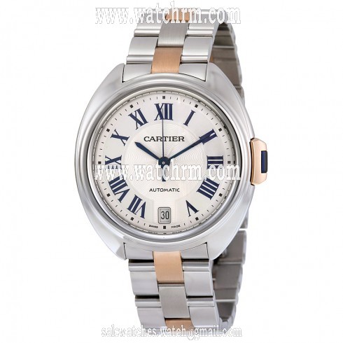 Cartier Cle  Automatic Silver Dial 18kt Rose Gold and Stainless Steel Ladies Watch W2CL0003