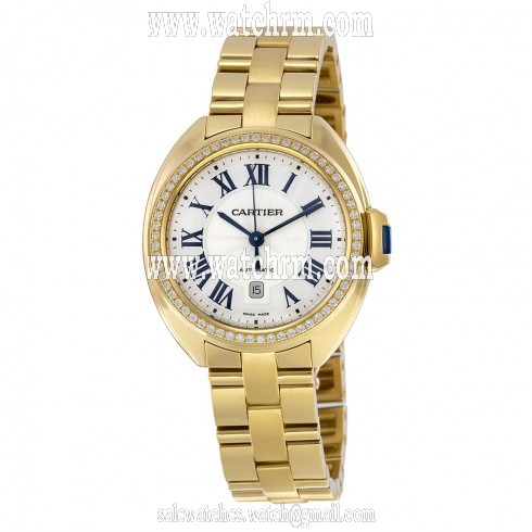 Cartier Cle Flinque Dial 18kt Yellow Gold Ladies Watch WJCL0004