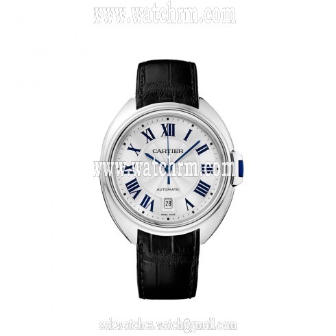 Cartier Cle Silvered Flinque Dial Steel Men's Watch WGCL0005