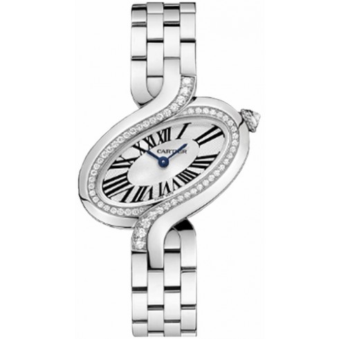 Cartier Delice de Cartier Silver Dial 18kt White Gold Diamond Ladies Watch WG800007