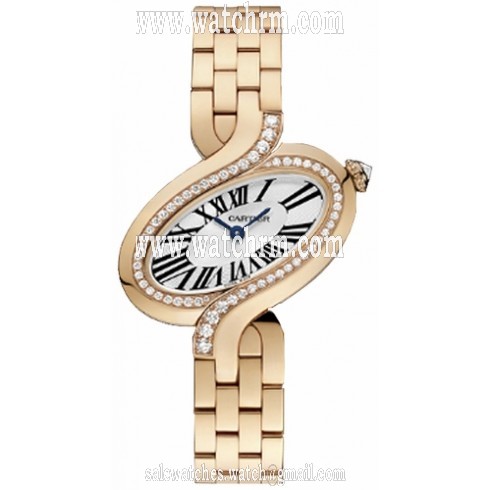 Cartier Delices De Cartier Diamond 18k Rose Gold Ladies Watch WG800006
