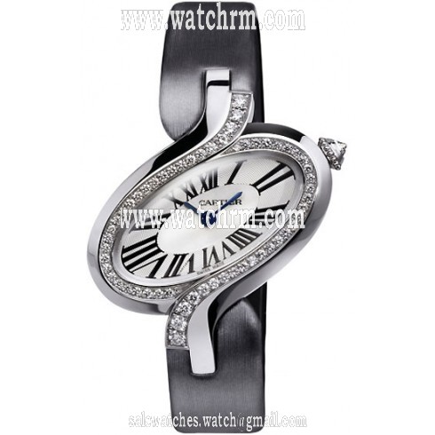Cartier Delices de Cartier Silver Dial Satin Strap Ladies Watch WG800018