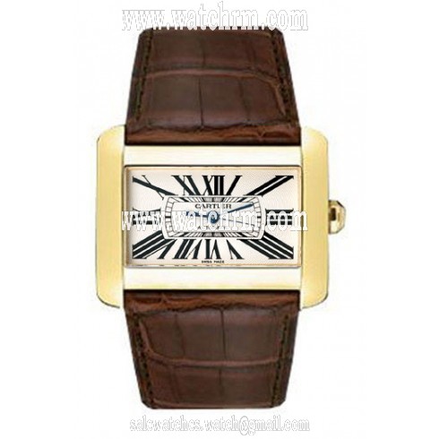 Cartier Divan White Dial 18K Yellow Gold Automatic Ladies Watch W6300856
