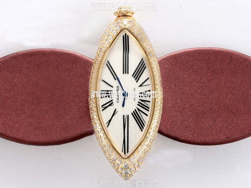 Cartier Libre WJ303050 Oval Brown Cow Leather Strap Mens Watch