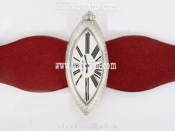 Cartier Libre WJ303050 White Dial 40x15mm Red Cow Leather Strap Watch