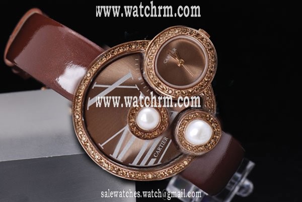 Cartier Libre WJ304850 Round Brown Dial Brown Cow Leather Strap Watch