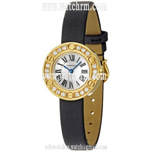 Cartier Love 18kt Yellow Gold Diamond Case Satin Strap Ladies Watch WE800931
