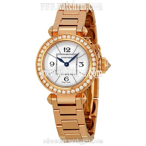 Cartier Miss Pasha Diamond Paved 18k Rose Gold Ladies Watch WJ124013