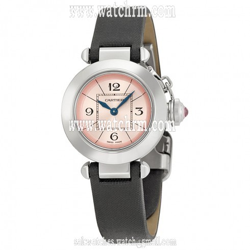 Cartier Miss Pasha Pink Dial Satin Strap Ladies Watch W3140026