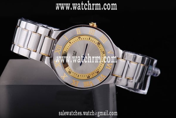 Cartier Must 21 W10073R6 Gold Stainless Steel Strap White Dial Round Watch