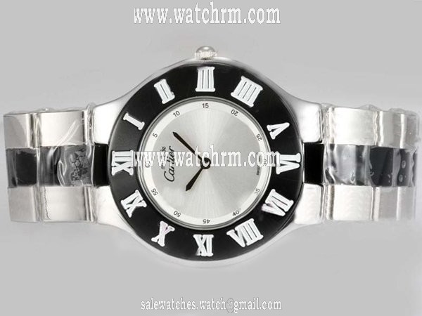Cartier Must 21 W10109T2 Stainless Steel Bezel Quartz White Dial Watch